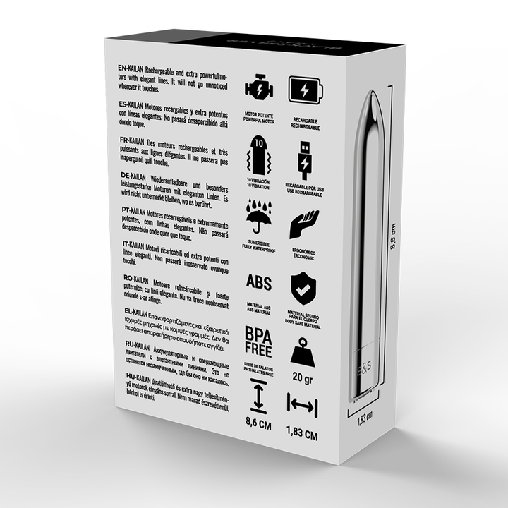 Bala Vibração Usb Black&Silver Kailan 2