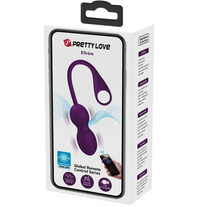 Bola Kegel Dupla Vibração Usb PrettyLove Elvira Controlo Remoto App