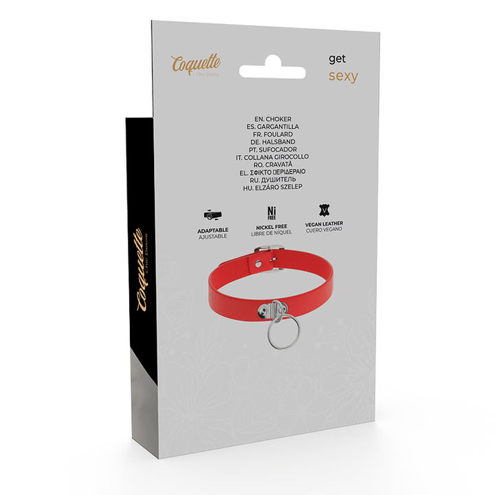 Coleira Fina Coquette Anel Vermelho