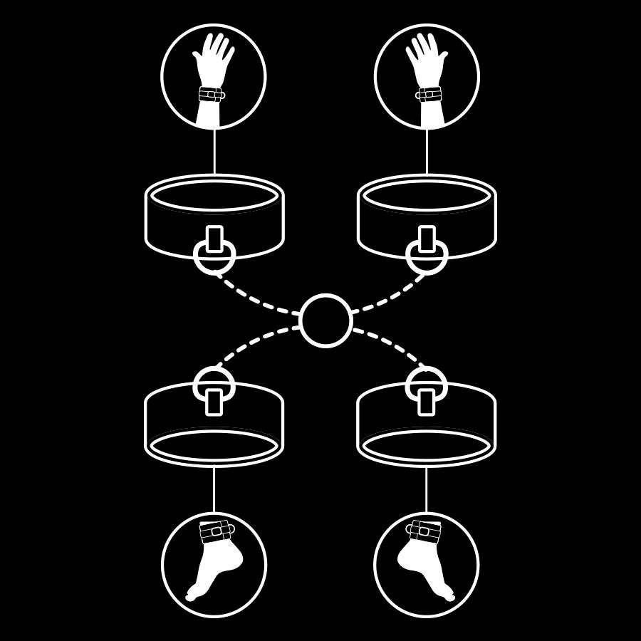 Conjunto Algemas Pulso, Tornozelo e Hogtie Fetish Submissive