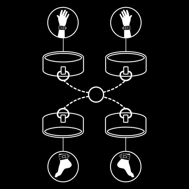 Conjunto Algemas Pulso, Tornozelo e Hogtie Fetish Submissive