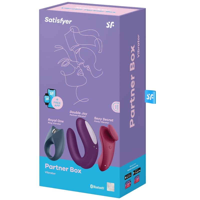 Conjunto Vibradores Para Casal Usb Satisfyer Partner Box 3 Controlo Remoto App