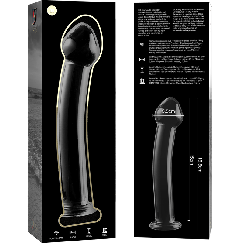 Dildo De Vidro Ibiza N11 Transparente 15x3.5cm