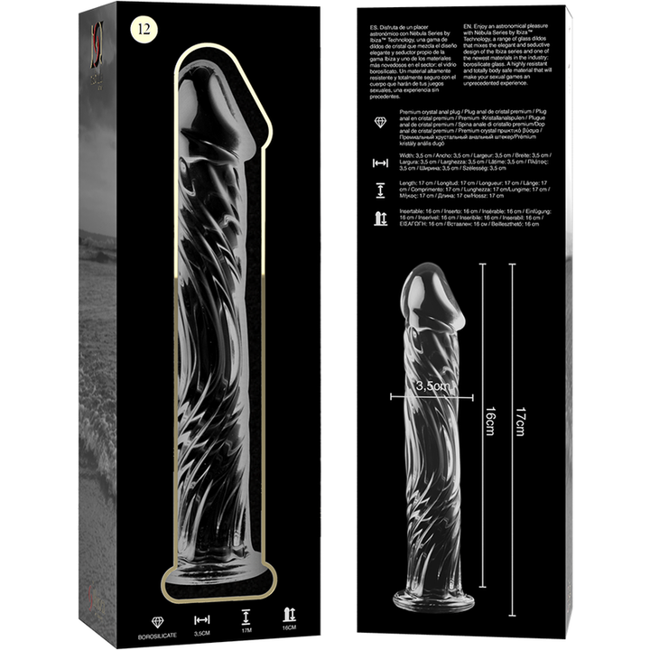 Dildo De Vidro Ibiza N12 Transparente 16x3.5cm