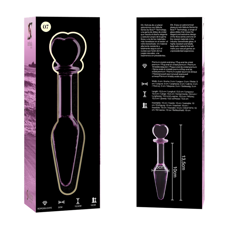 Dildo De Vidro Ibiza N7 Rosa 10x3cm