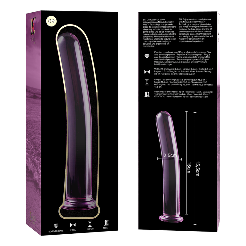 Dildo De Vidro Ibiza N9 Rosa 15x2.5cm