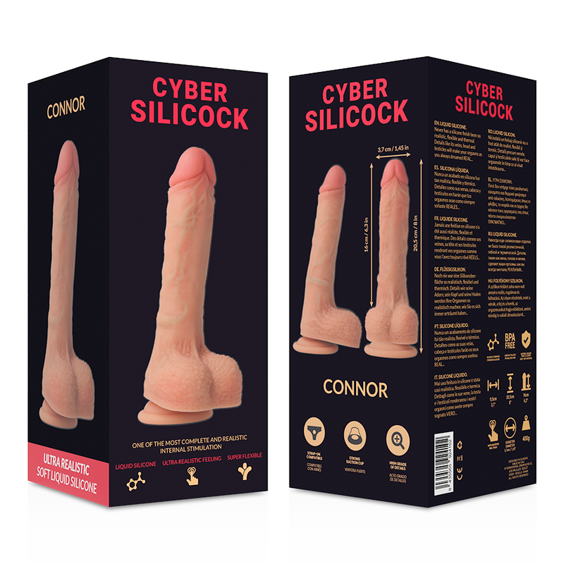 Dildo Silicone Dupla Densidade Cyber Silicock Connor 16x3.7cm