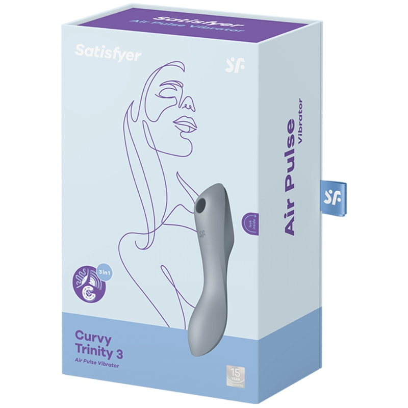 Estimulador Clitoriano Usb Sucção e Vibração Satisfyer Curvy Trinity 3 Cinza