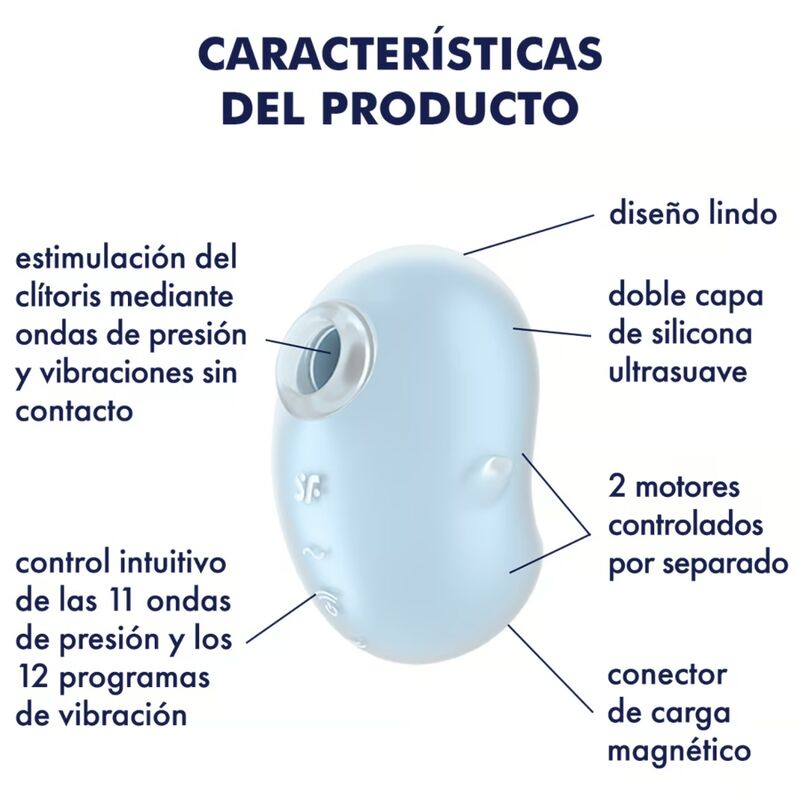 Estimulador Clitoriano Usb Sucção e Vibração Satisfyer Cutie Ghost Azul