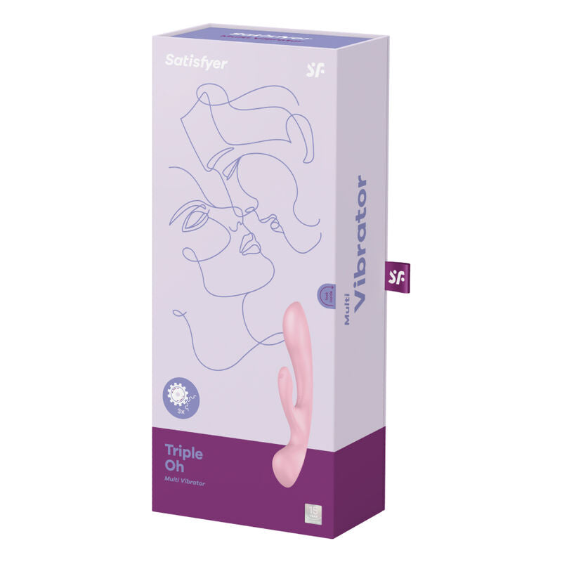 Estimulador Duplo Usb Satisfyer Triple Oh Hybrid Rosa