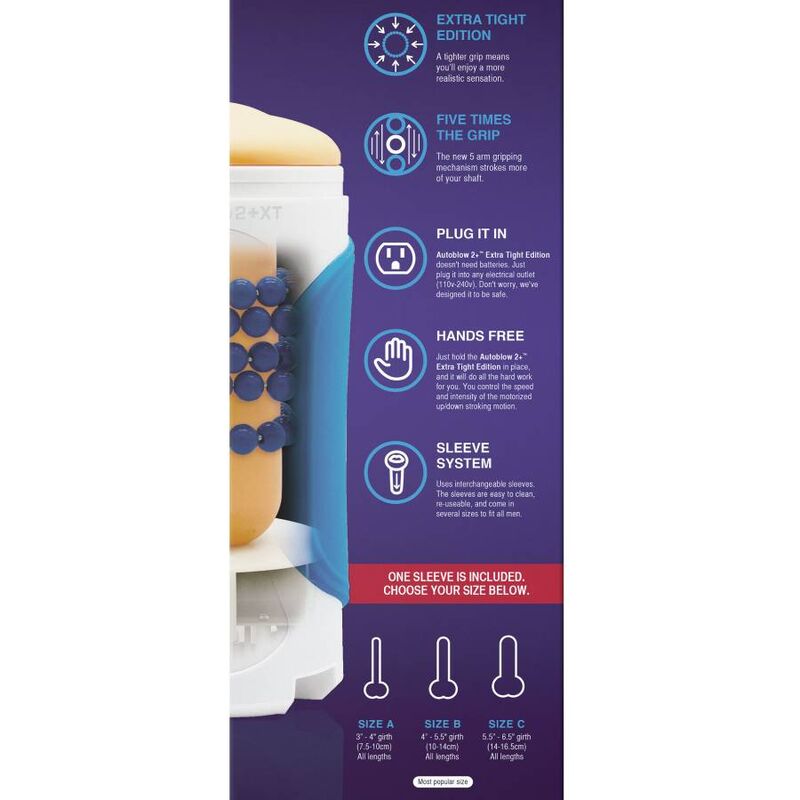 Masturbador Usb Movimento Autoblow 2+ XT Manga Tamanho B