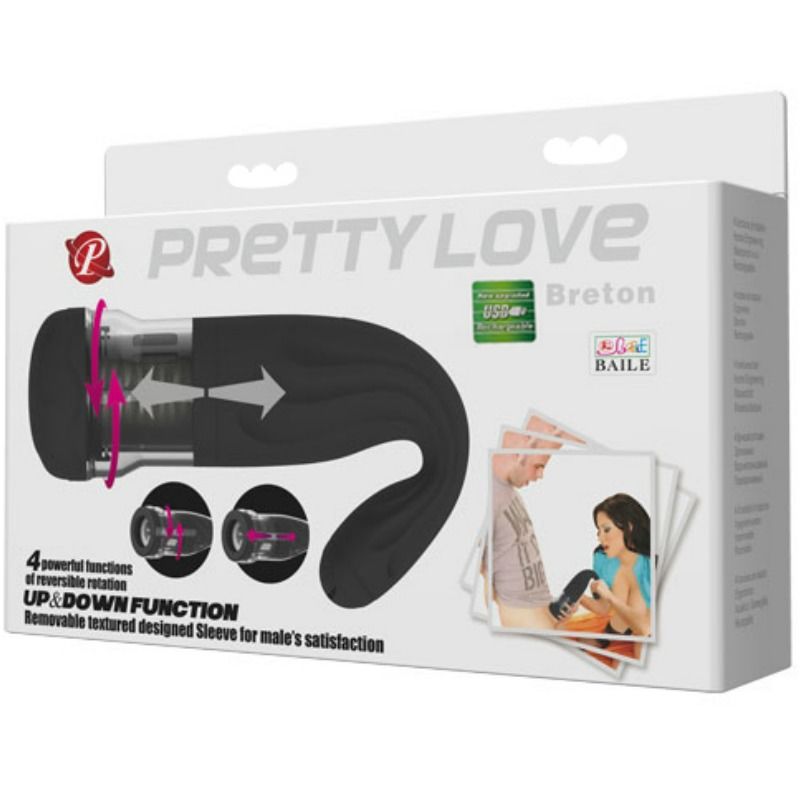 Masturbador Usb Movimento Telescópico, Rotação e Vibração PrettyLove Breton
