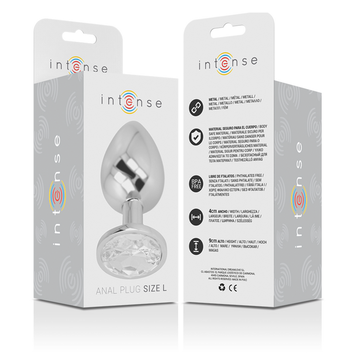 Plug Anal Metal Jóia Intense Transparente L