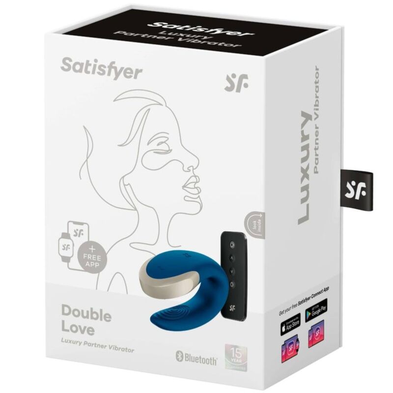 Vibrador Para Casal Usb Satisfyer Double Love Luxury Azul Controlo Remoto App