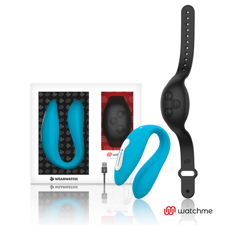 Vibrador Para Casal Usb Wearwatch Dual Pleasure Azul/Preto Controlo Remoto Watchme