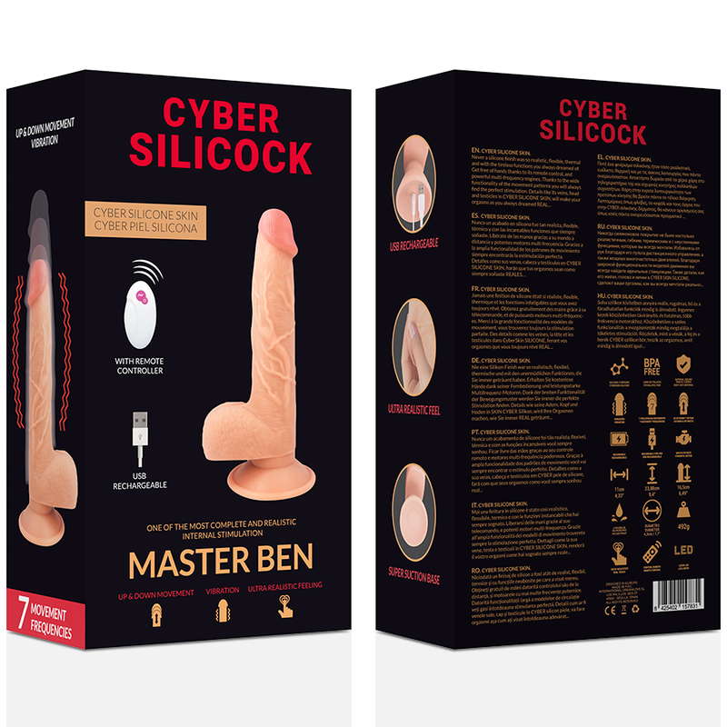 Vibrador Realístico Usb Movimento Telescópico Cyber Silicock Master Bem Controlo Remoto