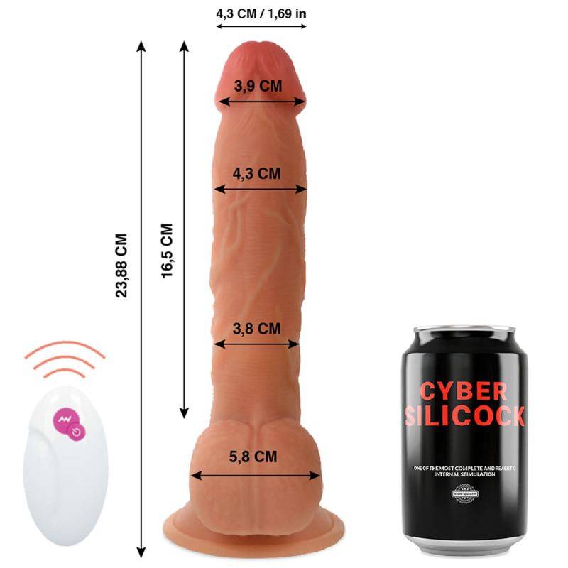 Vibrador Realístico Usb Movimento Telescópico Cyber Silicock Master Bem Controlo Remoto