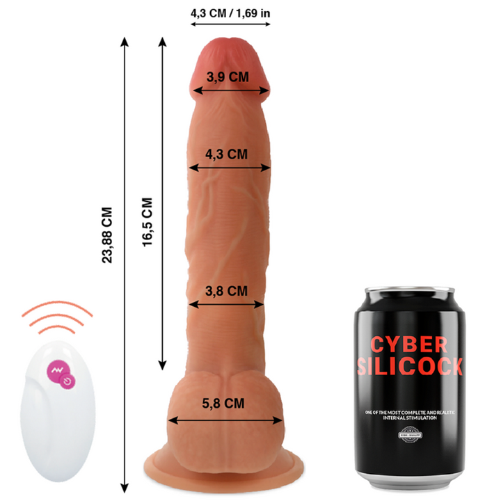 Vibrador Realístico Usb Movimento Telescópico e Rotação Cyber Silicock Master John Controlo Remoto
