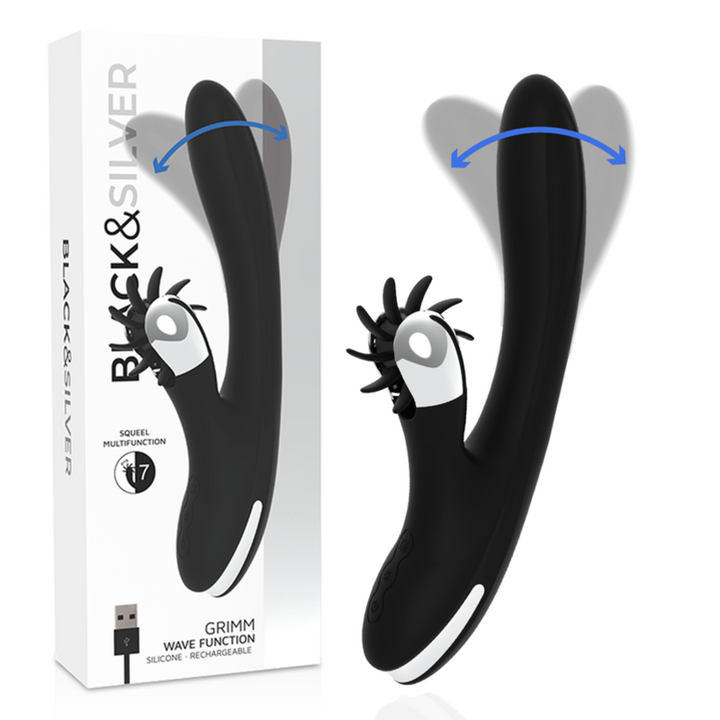 Vibrador Usb Movimento Língua Rotação e Movimento Ponto-G Black&Silver Grimm