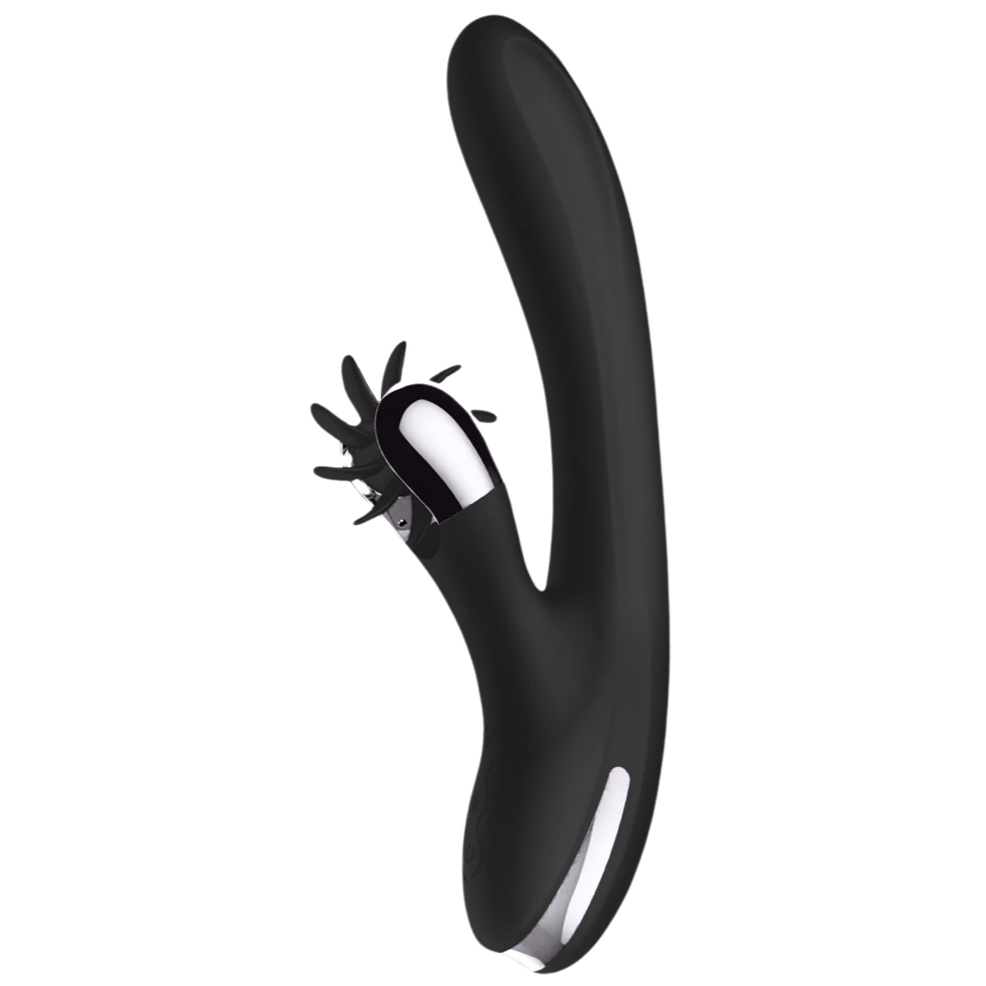 Vibrador Usb Movimento Língua Rotação e Movimento Ponto-G Black&Silver Grimm