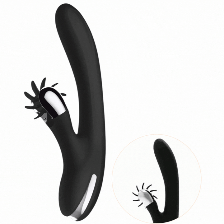 Vibrador Usb Movimento Língua Rotação e Movimento Ponto-G Black&Silver Grimm
