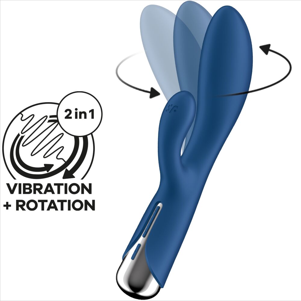 Vibrador Usb Movimento Rotação Satisfyer Spinning 1 Azul