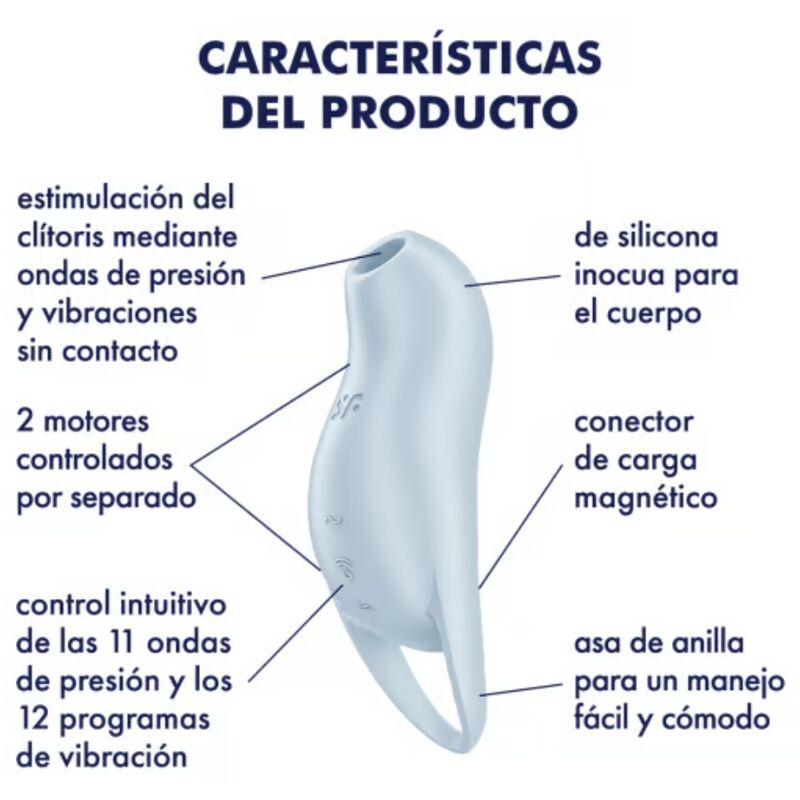 Estimulador Duplo Usb Dedo Sucção e Vibração Satisfyer Pocket Pro 1 Azul