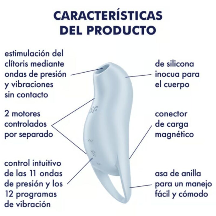 Estimulador Duplo Usb Dedo Sucção e Vibração Satisfyer Pocket Pro 1 Azul