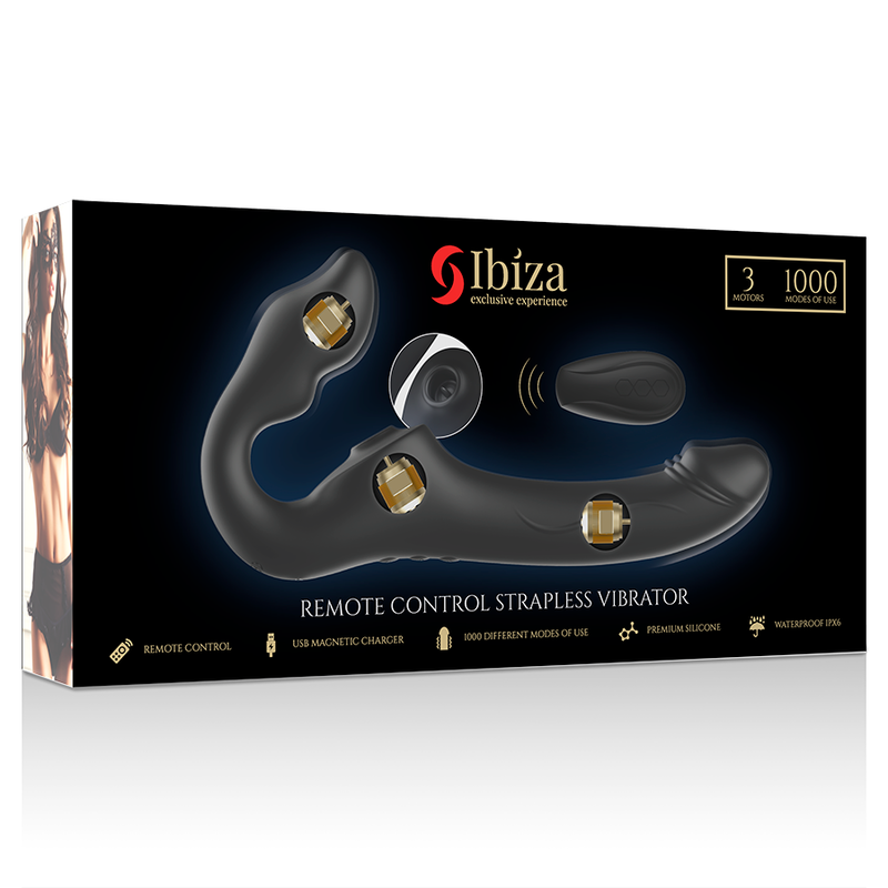 Strap-On Usb Duplo Vibração e Sucção Clitóris Ibiza Luman Controlo Remoto
